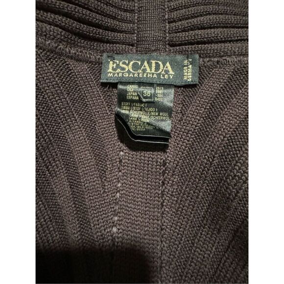 Escada vintage ribbed dark brown cardigan new wool & silk 36 - Picture 2 of 5